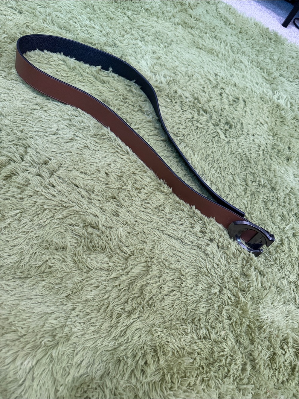 Coach Reversible Brown and Black Leather Belt with Metal Buckle